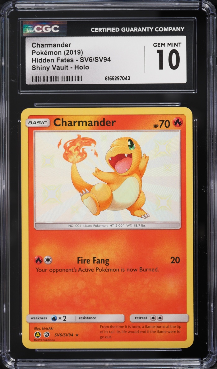 2019 Pokemon Sun & Moon Hidden Fates Vault Shiny Holo Charmander #SV6 CGC 10 GEM MINT