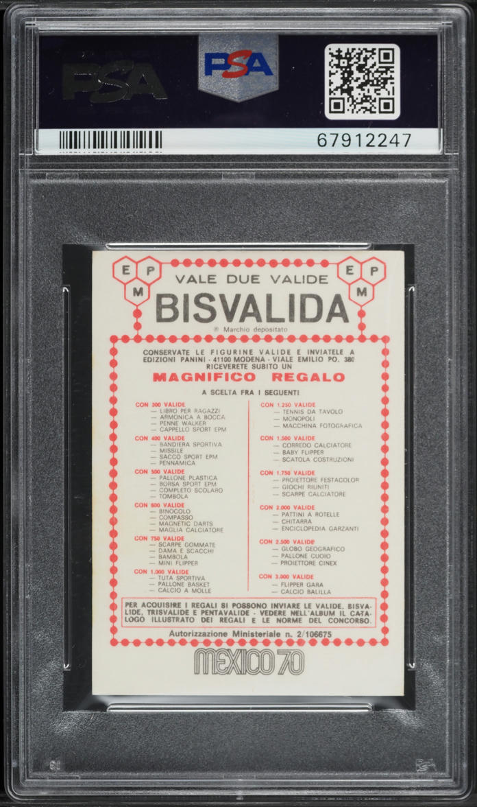 1970 Panini World Cup Mexico 70 Djalma Santos BISVALIDA BACK PSA 6 EXMT