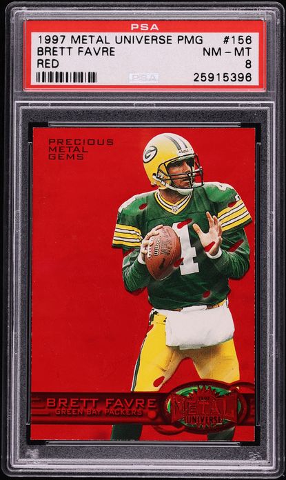 1997 Metal Universe Precious Metal Gems PMG Red Brett Favre /150 #156 PSA 8 NM-MT