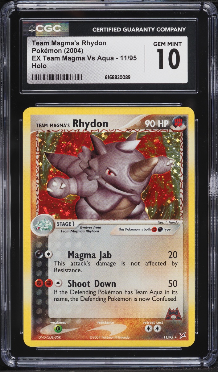 2004 Pokemon EX Team Magma Vs Aqua Holo Team Magma's Rhydon #11 CGC 10 GEM MINT