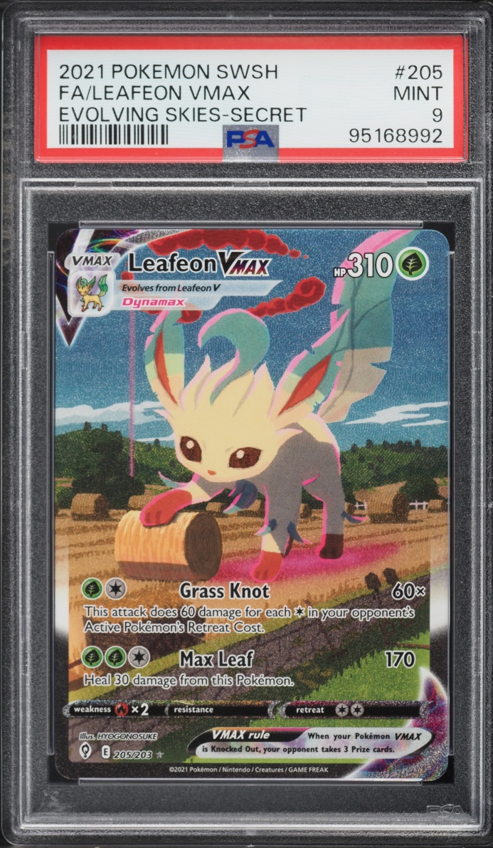 2021 Pokemon Sword & Shield Evolving Skies Full Art Leafeon VMAX #205 PSA 9 MINT