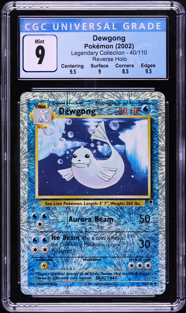 2002 Pokemon Legendary Collection Reverse Holo Dewgong #40 CGC 9 MINT