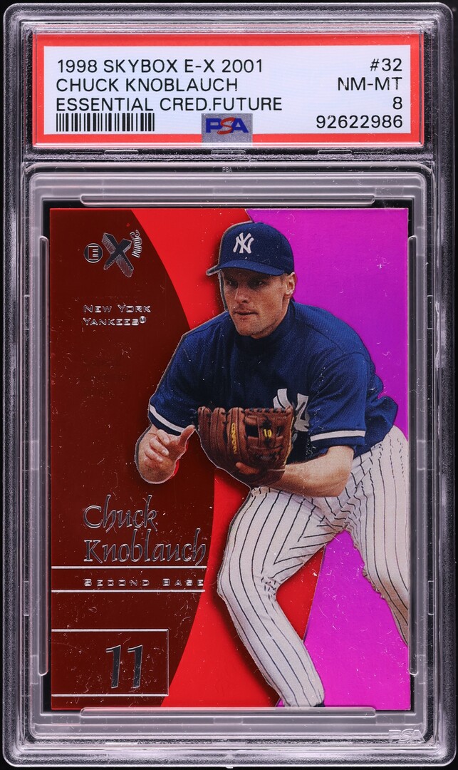 1998 Skybox E-X 2001 Essential Credentials Future Chuck Knoblauch /69 #32 PSA 8 NM-MT - Photo 1