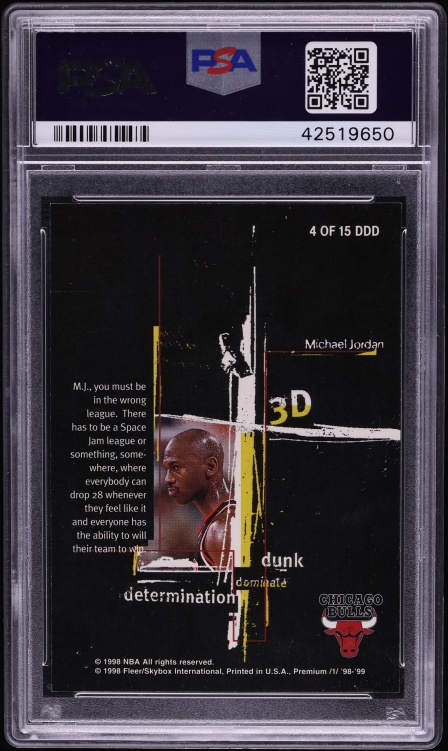 1998 Skybox Premium 3D's Michael Jordan #4 PSA 10 GEM MINT