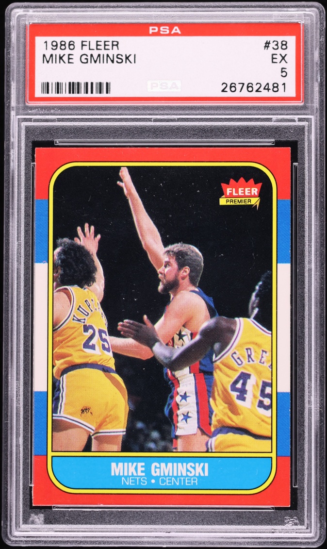 1986 Fleer Basketball Mike Gminski #38 PSA 5 EX