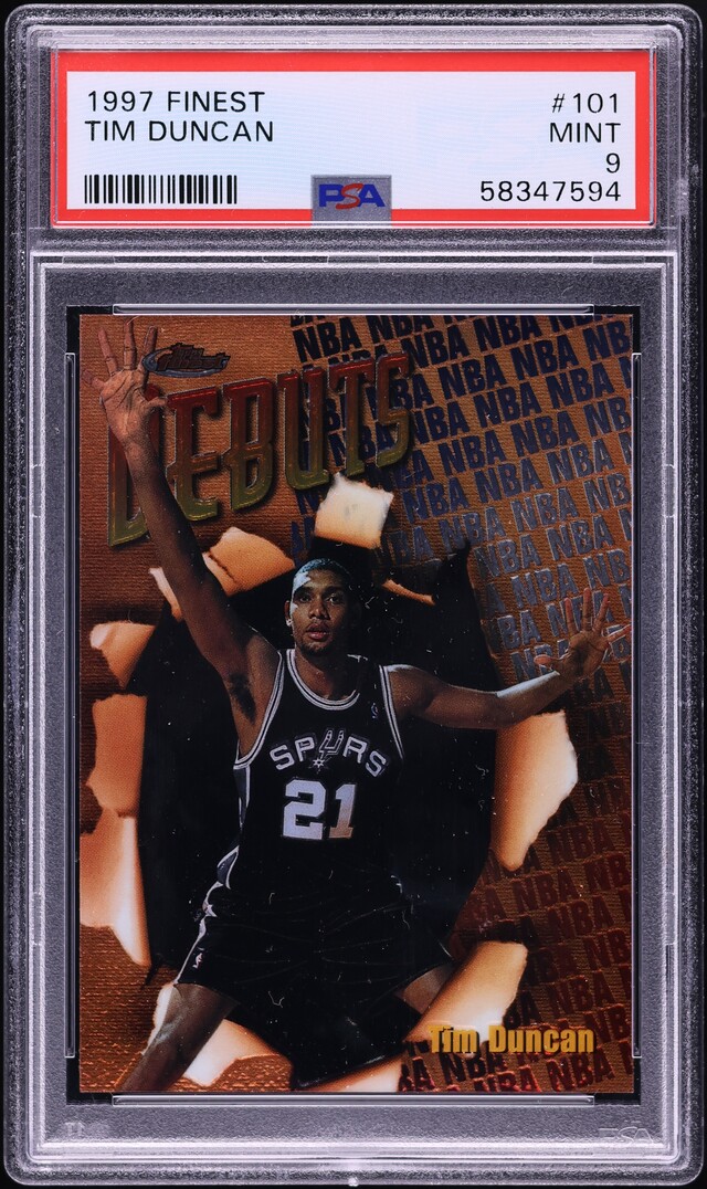 1997 Finest Basketball Tim Duncan ROOKIE #101 PSA 9 MINT