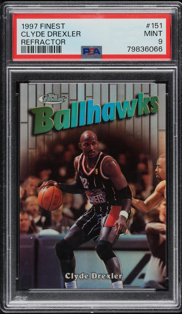 1997 Finest Refractor Clyde Drexler /1090 #151 PSA 9 MINT - Main Image