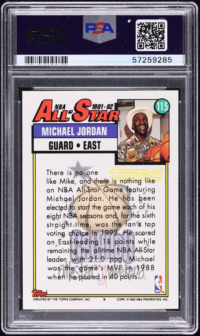 1992 Topps Gold Michael Jordan #115 PSA 10 GEM MINT