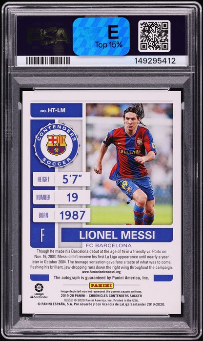 2019 Panini Chronicles Contenders Historic Ticket Cracked Ice Lionel Messi AUTO /23 PSA 10 GEM