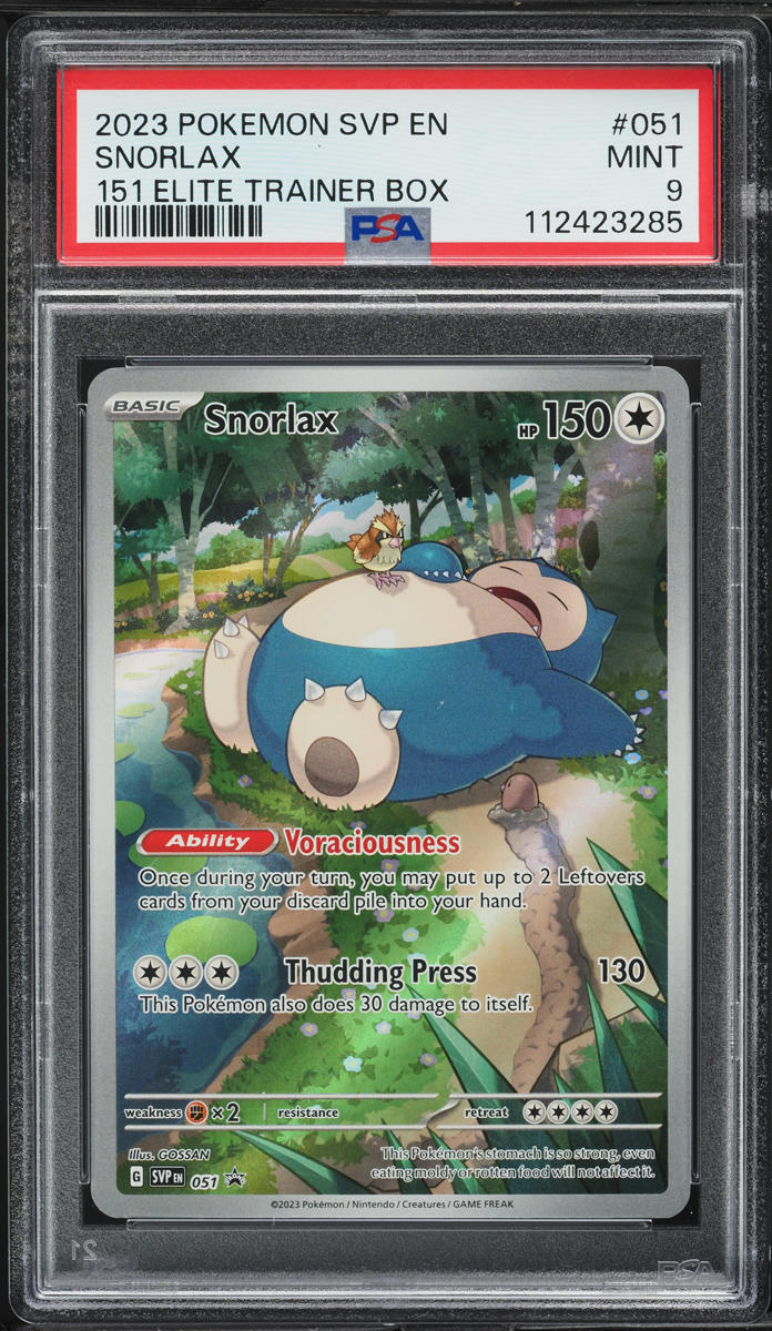 2023 Pokemon Scarlet & Violet 151 Black Star Promo ETB Snorlax #51 PSA 9 MINT - Main Image