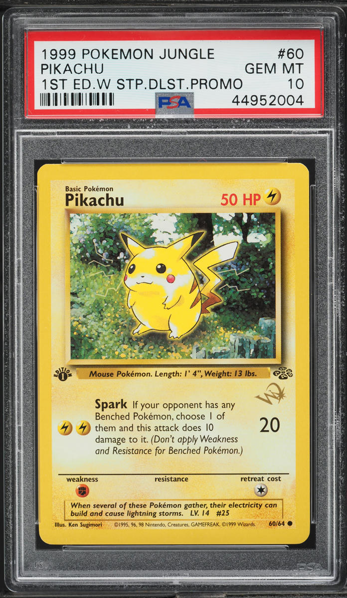 1999 Pokemon Jungle 1st Edition w/ Duelist Magazine Stamp Pikachu #60 PSA 10