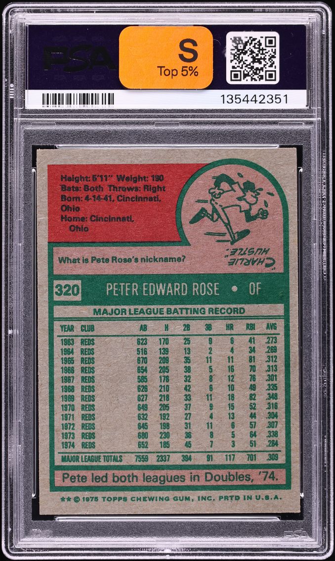 1975 Topps Pete Rose #320 PSA 8.5 NM-MT+