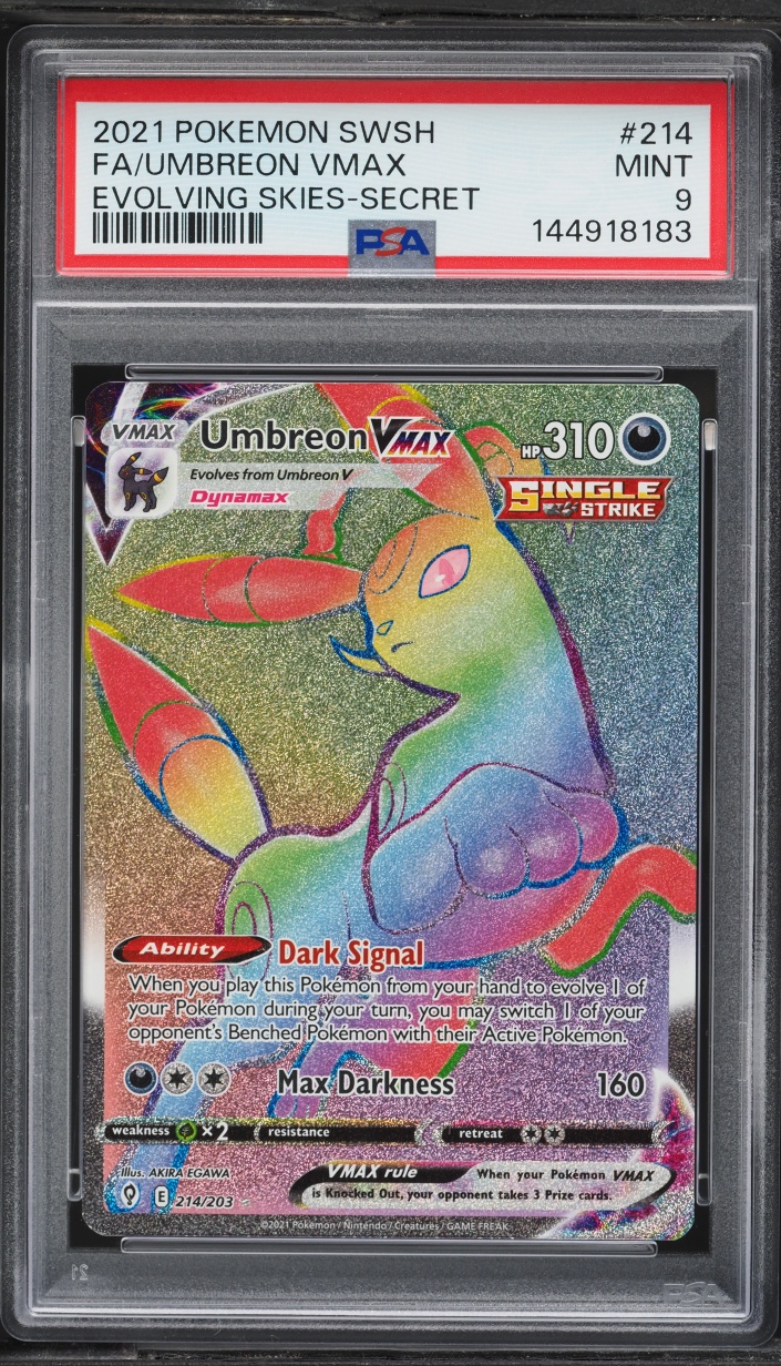 2021 Pokemon Sword & Shield Evolving Skies Rainbow Rare Umbreon VMAX #214 PSA 9 MINT