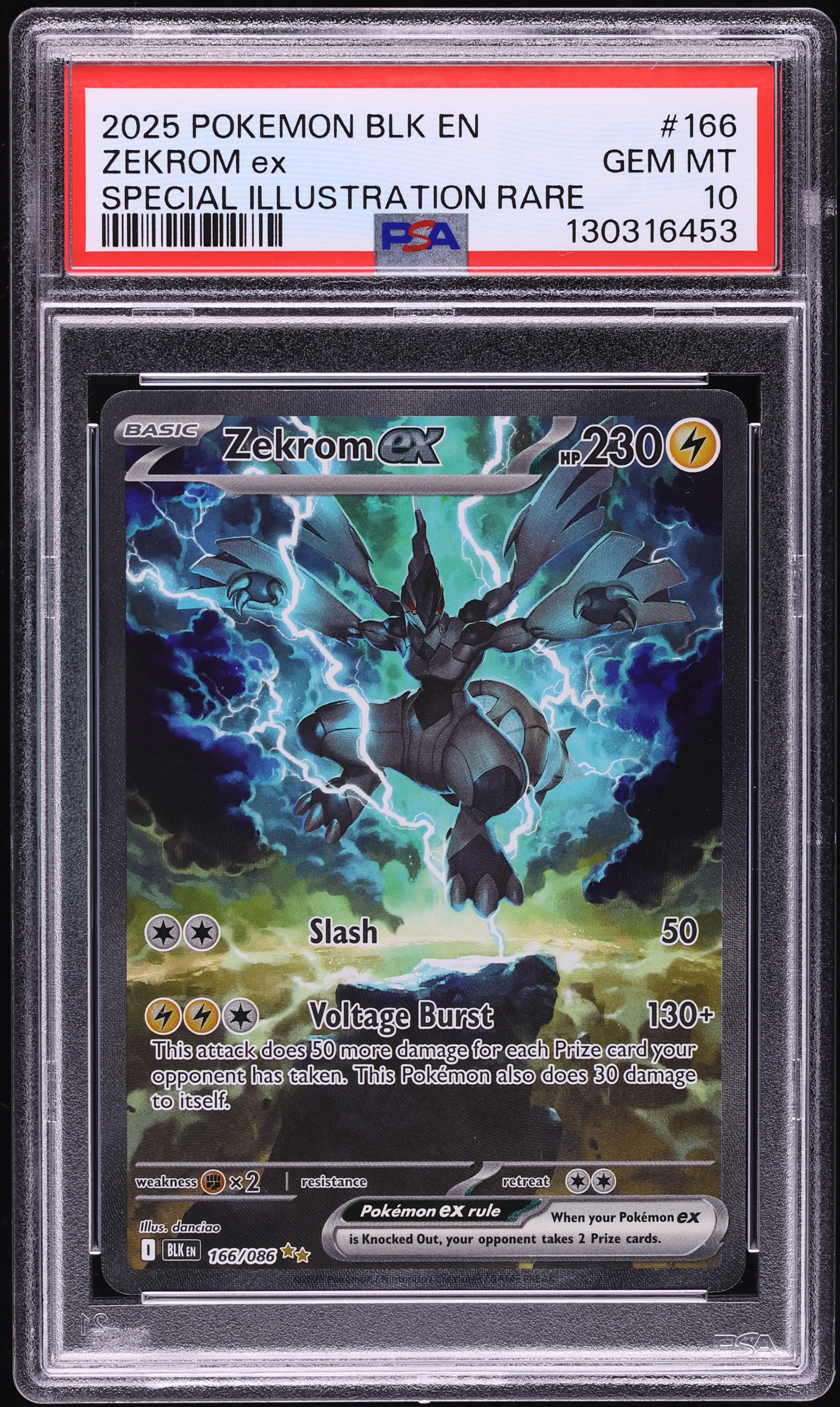 2025 Pokemon Scarlet & Violet Black Bolt SIR Zekrom ex #166 PSA 10 GEM MINT