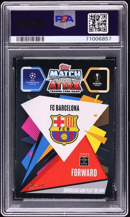2020 Topps Chrome Match Attax Superfractor Lionel Messi AUTO DNA 10 1/1 PSA AUTH