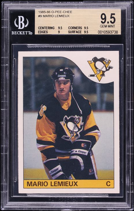 1985 O-Pee-Chee Hockey Mario Lemieux ROOKIE #9 BGS 9.5 GEM MINT
