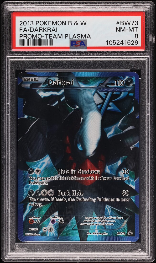 2013 Pokemon Black & White Promo Team Plasma Full Art Darkrai #BW73 PSA 8 NM-MT