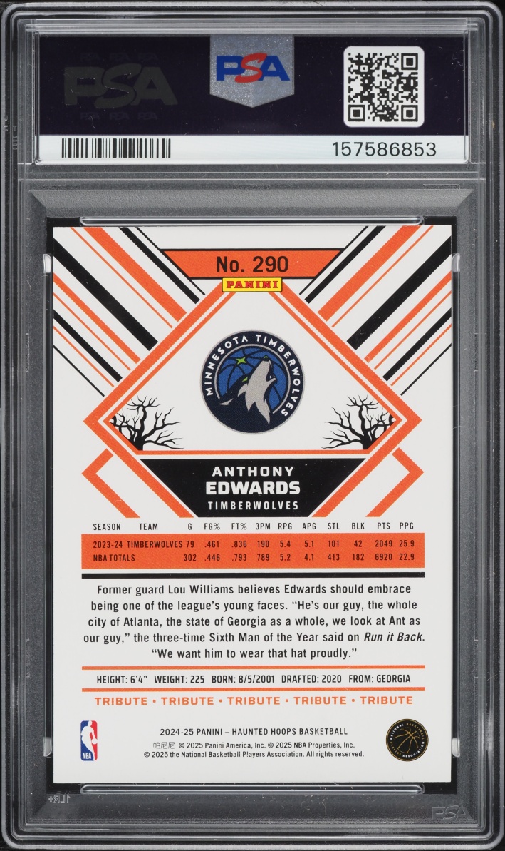 2024 Haunted Hoops Slime Anthony Edwards #290 PSA 9 MINT