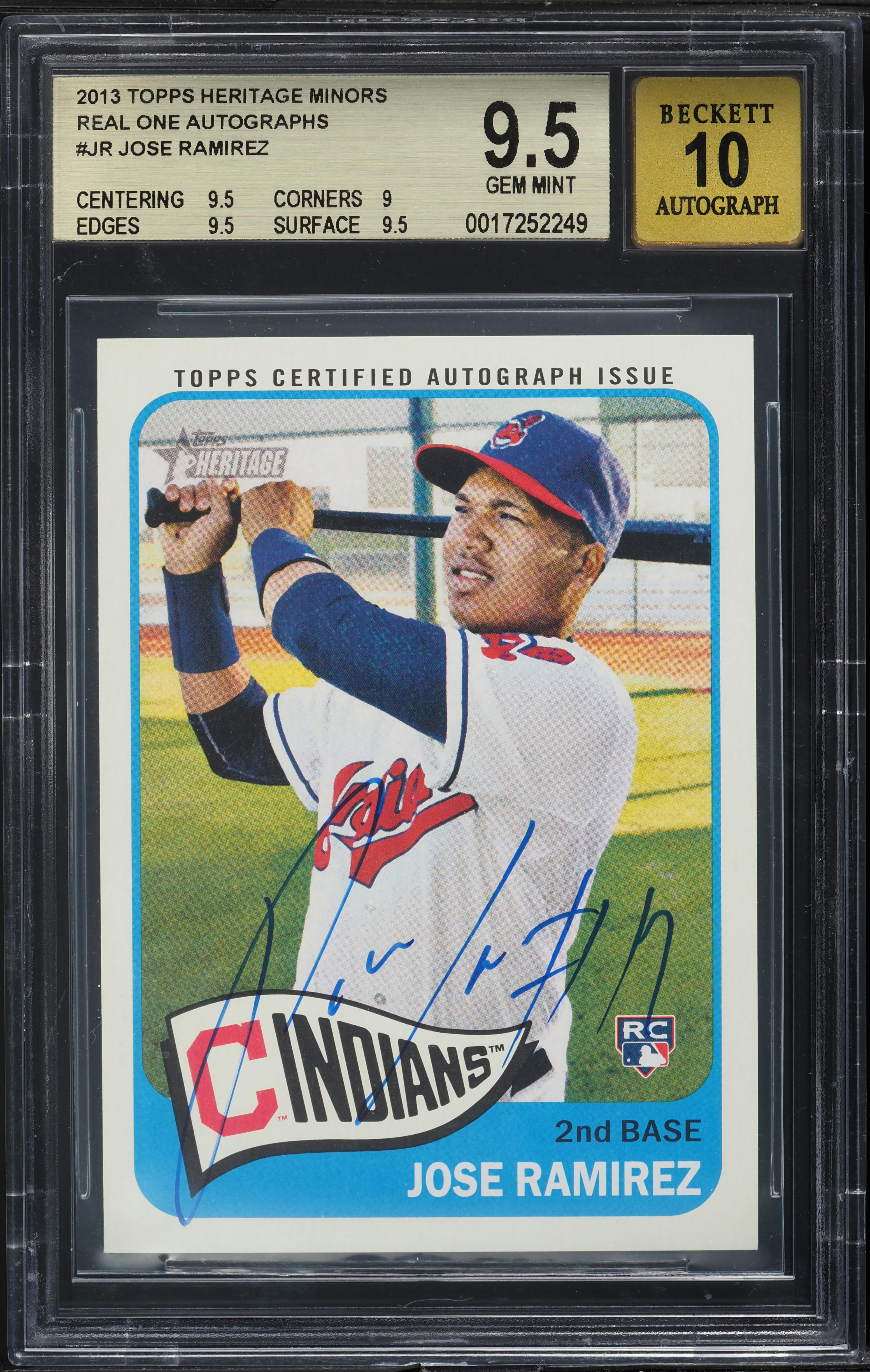 2013 Topps Heritage Minors Real One Jose Ramirez ROOKIE AUTO