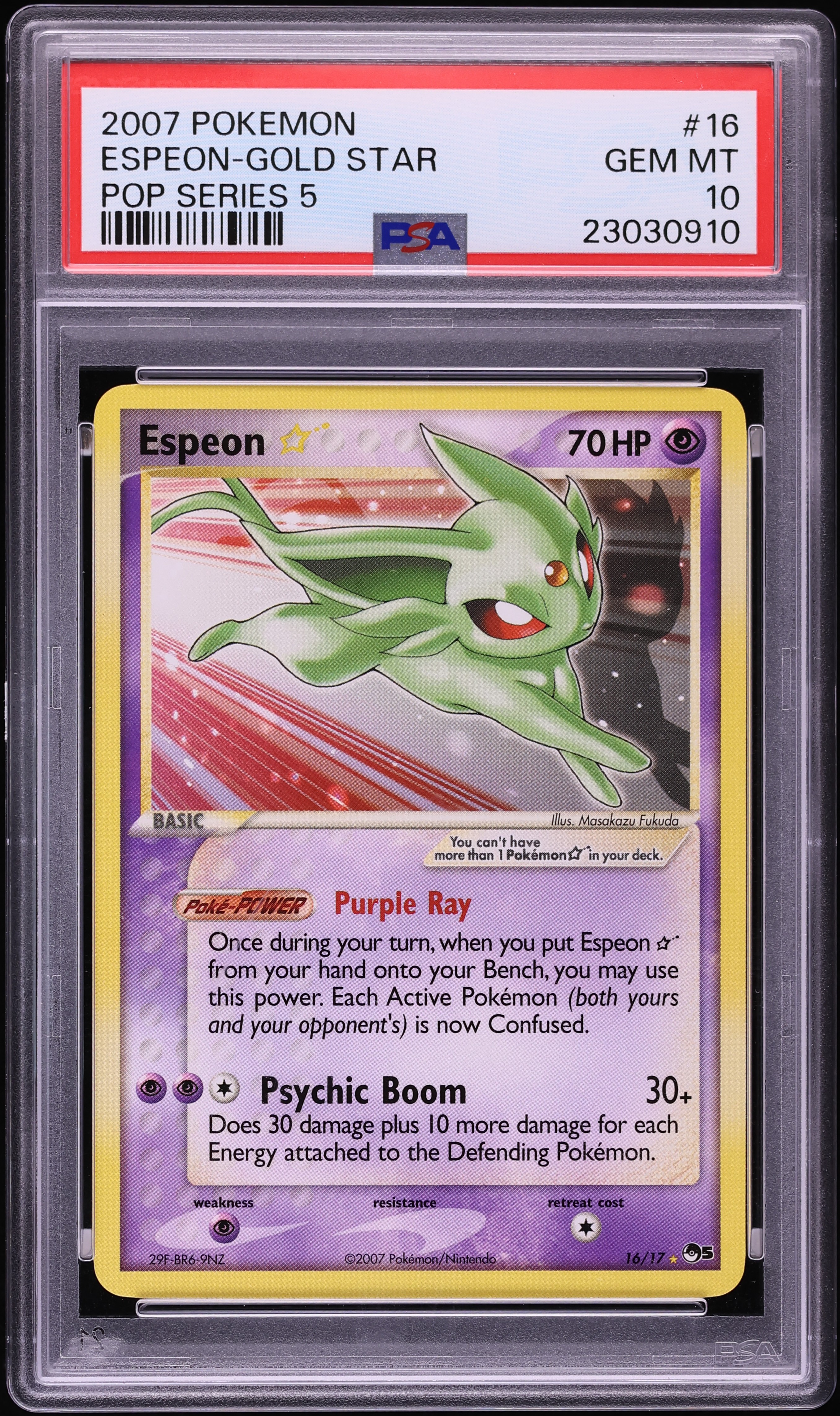 2007 Pokemon POP Series 5 Espeon Gold Star #16 PSA 10 GEM MINT