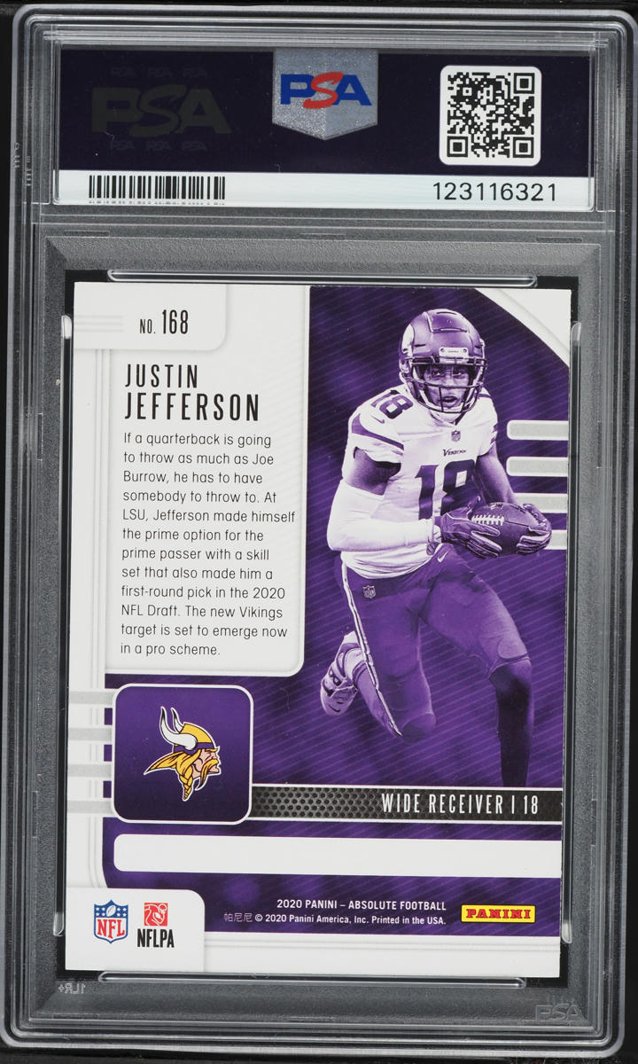 2020 Absolute Football Justin Jefferson ROOKIE #168 PSA 10 GEM MINT