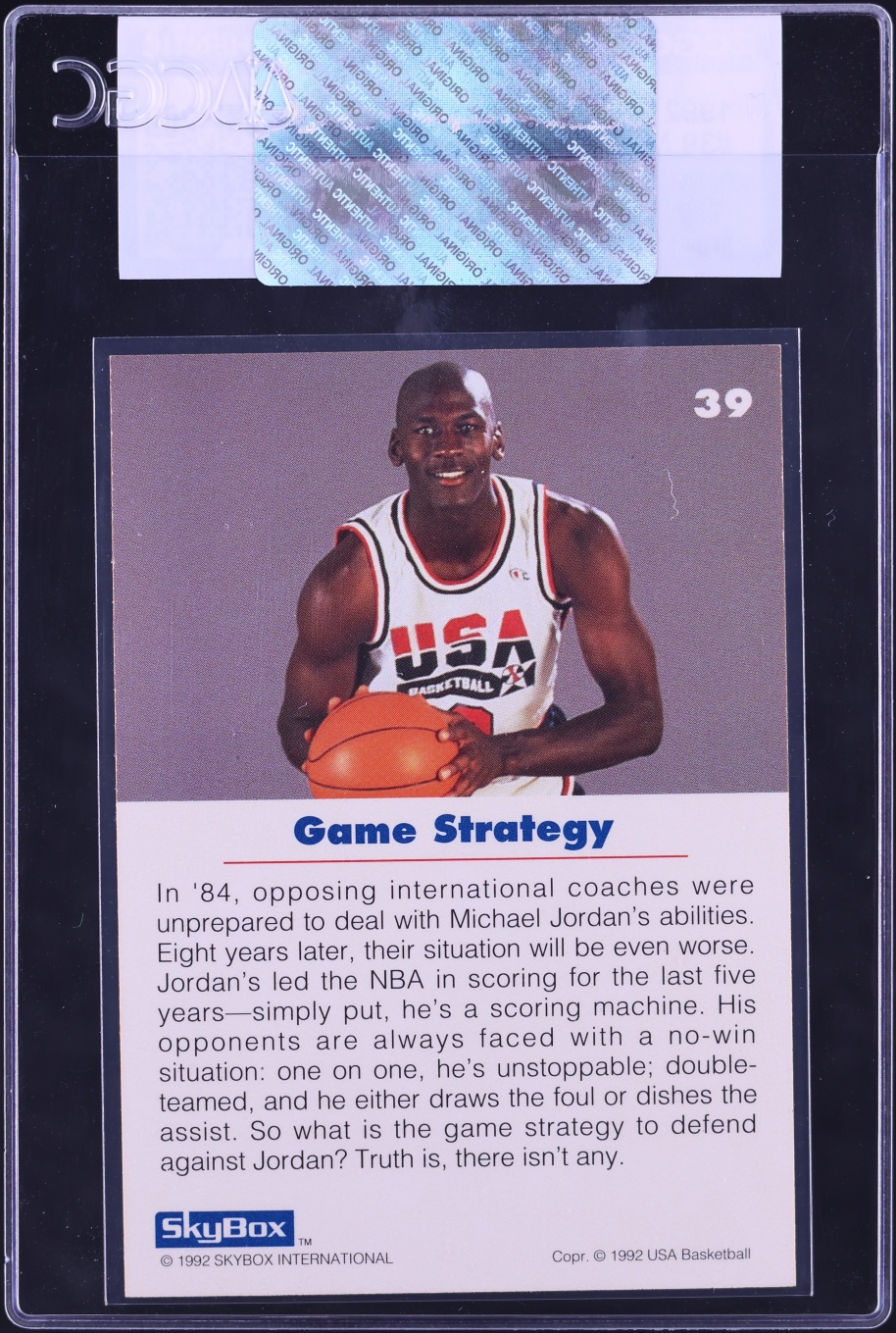 1992 Skybox USA Basketball Michael Jordan #39 CGC AUTH