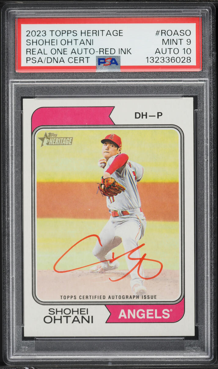 2023 Topps Heritage Real One Red Ink Shohei Ohtani AUTO DNA 10 /74 #ROA-SO PSA 9 MINT - Photo 1