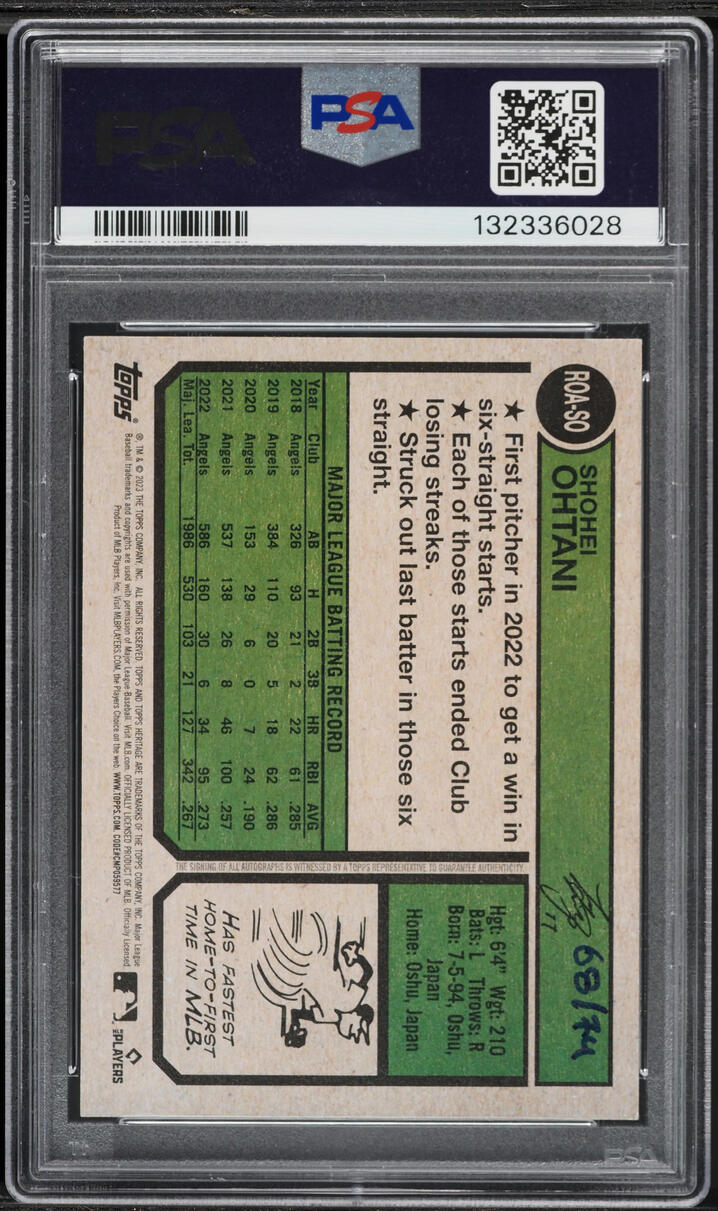 2023 Topps Heritage Real One Red Ink Shohei Ohtani AUTO DNA 10 /74 #ROA-SO PSA 9 MINT - Photo 2