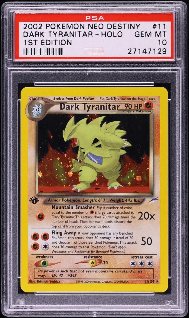 2002 Pokemon Neo Destiny 1st Edition Holo Dark Tyranitar #11 PSA 10 GEM MINT