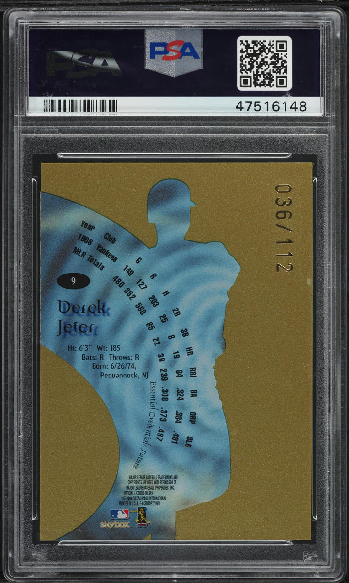 1999 Skybox E-X Century Essential Credentials Future Derek Jeter /112 #9 PSA 9