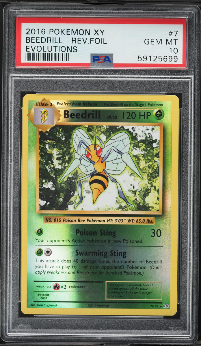2016 Pokemon XY Evolutions Reverse Holo Beedrill #7 PSA 10 GEM MINT
