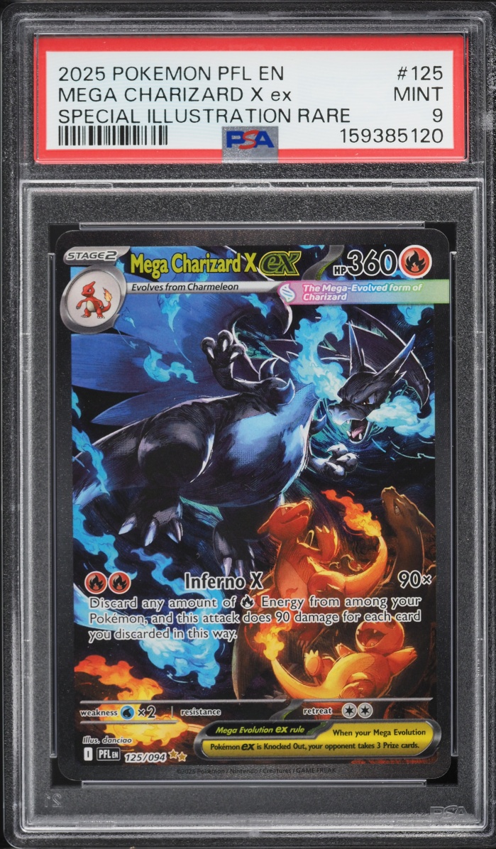 2025 Pokemon Mega Evolution Phantasmal Flames SIR Mega Charizard X Ex #125 PSA 9 MINT
