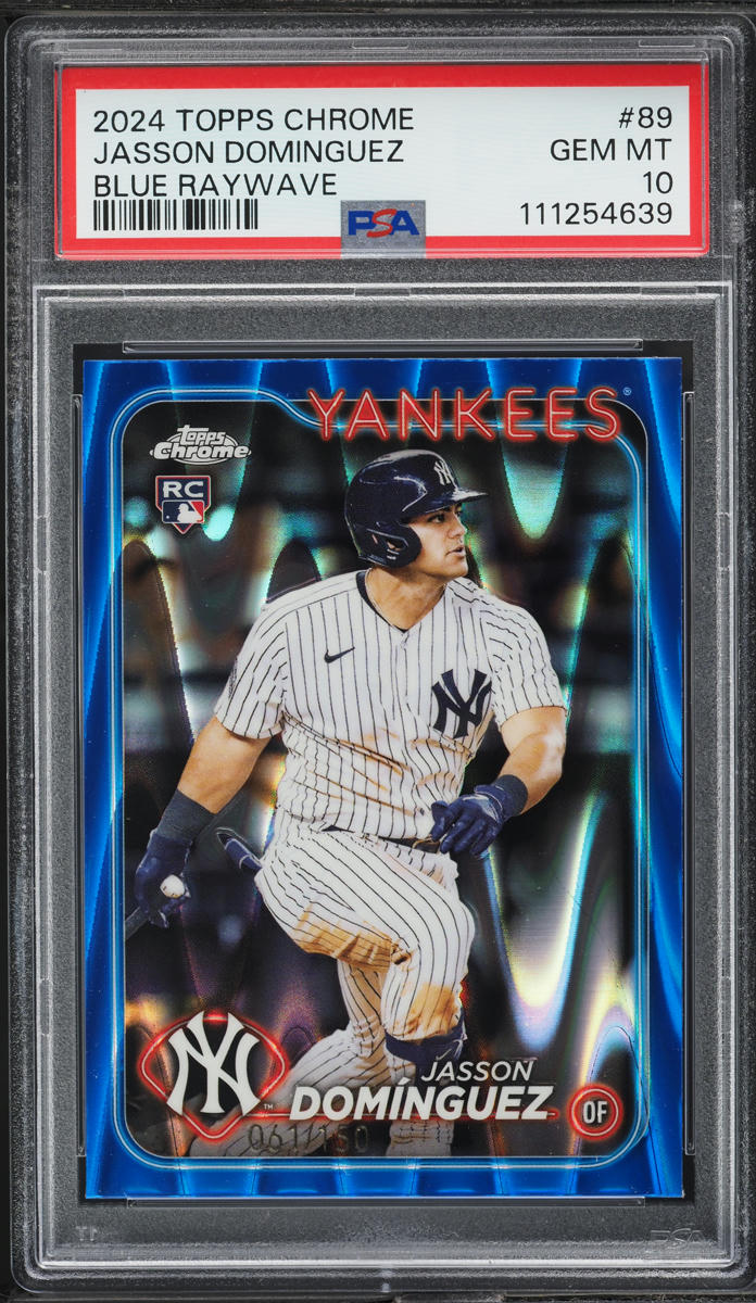 2024 Topps Chrome Blue Raywave Jasson Dominguez ROOKIE /150 #89 PSA 10 GEM MINT