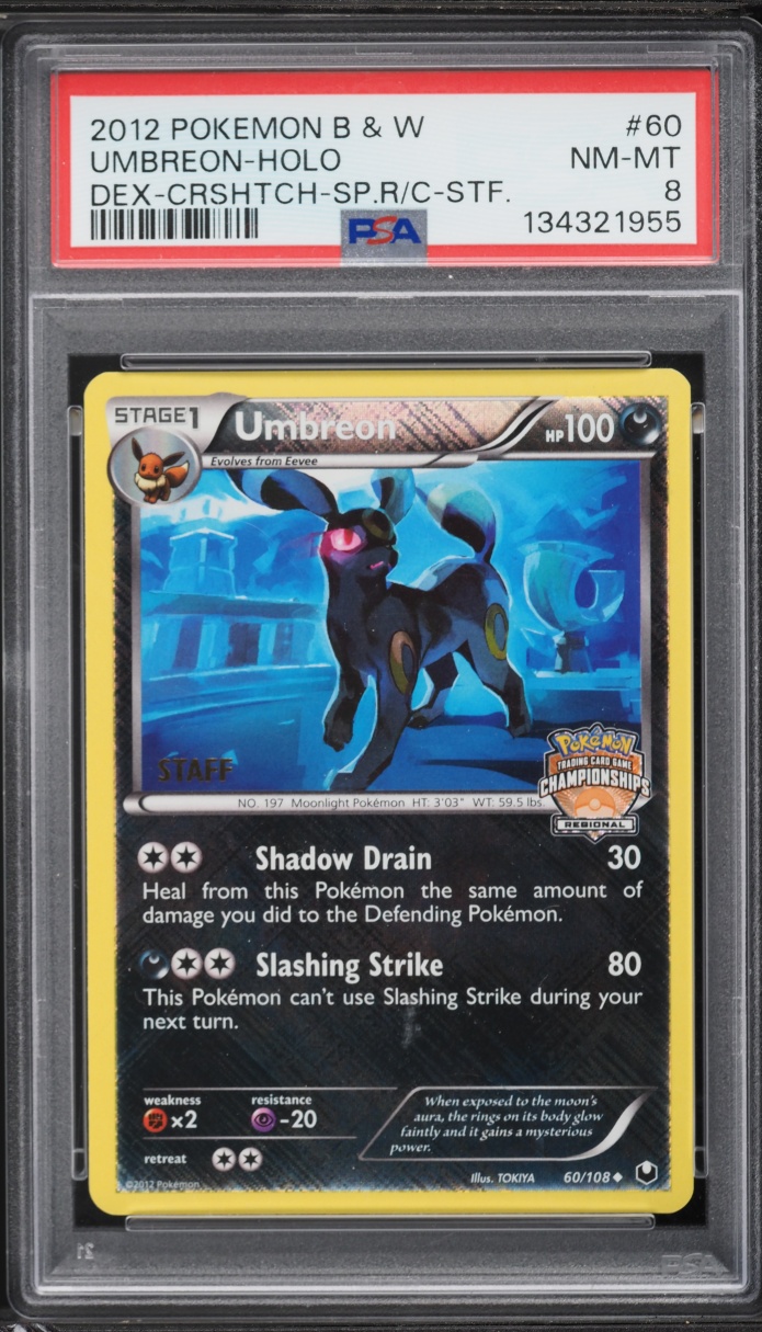 2012 Pokemon BW Dark Explorers Regional Championships Staff Holo Umbreon #60 PSA 8 NM-MT