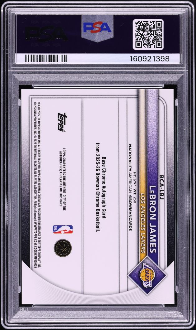 2025 Bowman Chrome Red Lava LeBron James AUTO /5 #BCA-LBJ PSA 9 MINT