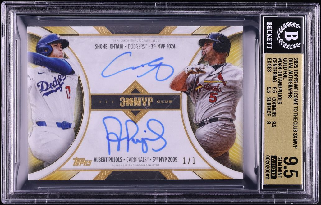 2025 Topps Welcome To The Club 3x MVP Gold Foil Shohei Ohtani Albert Pujols AUTO 1/1 BGS 9.5