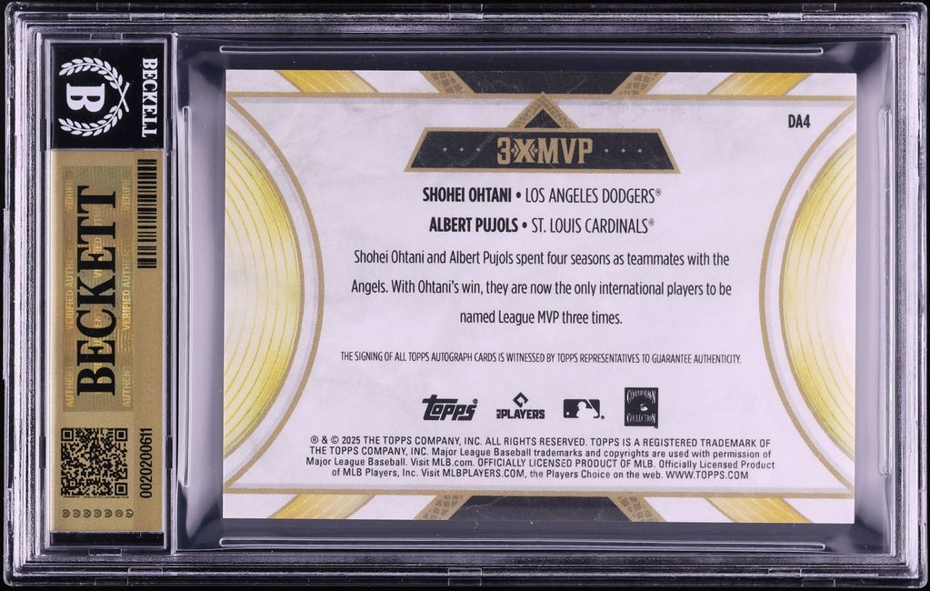2025 Topps Welcome To The Club 3x MVP Gold Foil Shohei Ohtani Albert Pujols AUTO 1/1 BGS 9.5