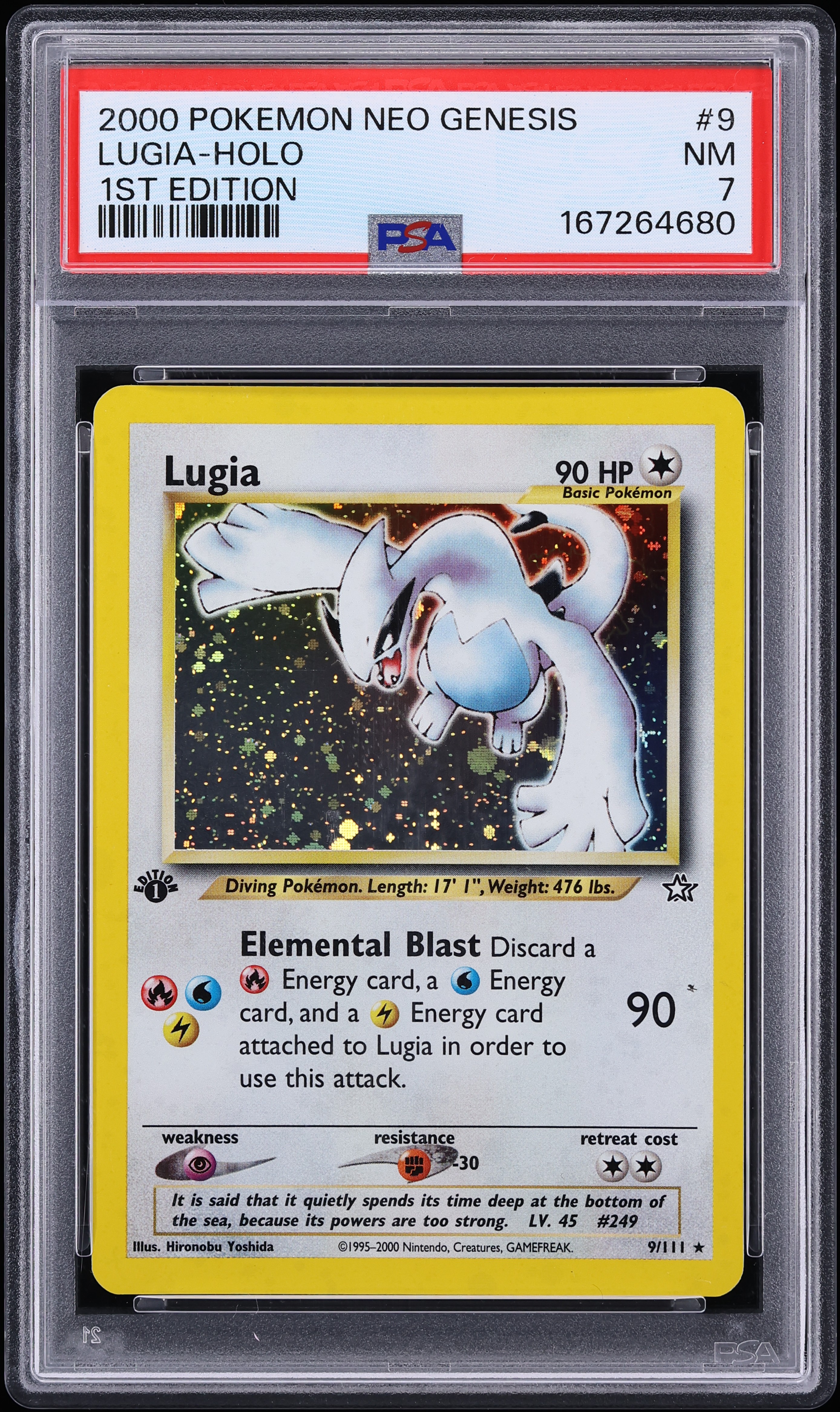 2000 Pokemon Neo Genesis 1st Edition Holo Lugia #9 PSA 7 NRMT