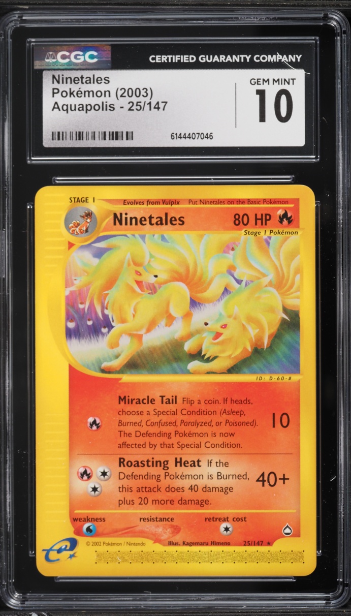 2003 Pokemon Aquapolis Ninetales #25 CGC 10 GEM MINT