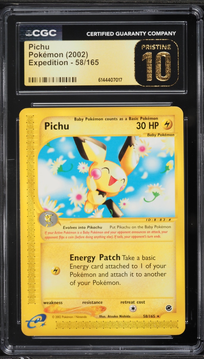 2002 Pokemon Expedition Pichu #58 CGC 10 PRISTINE