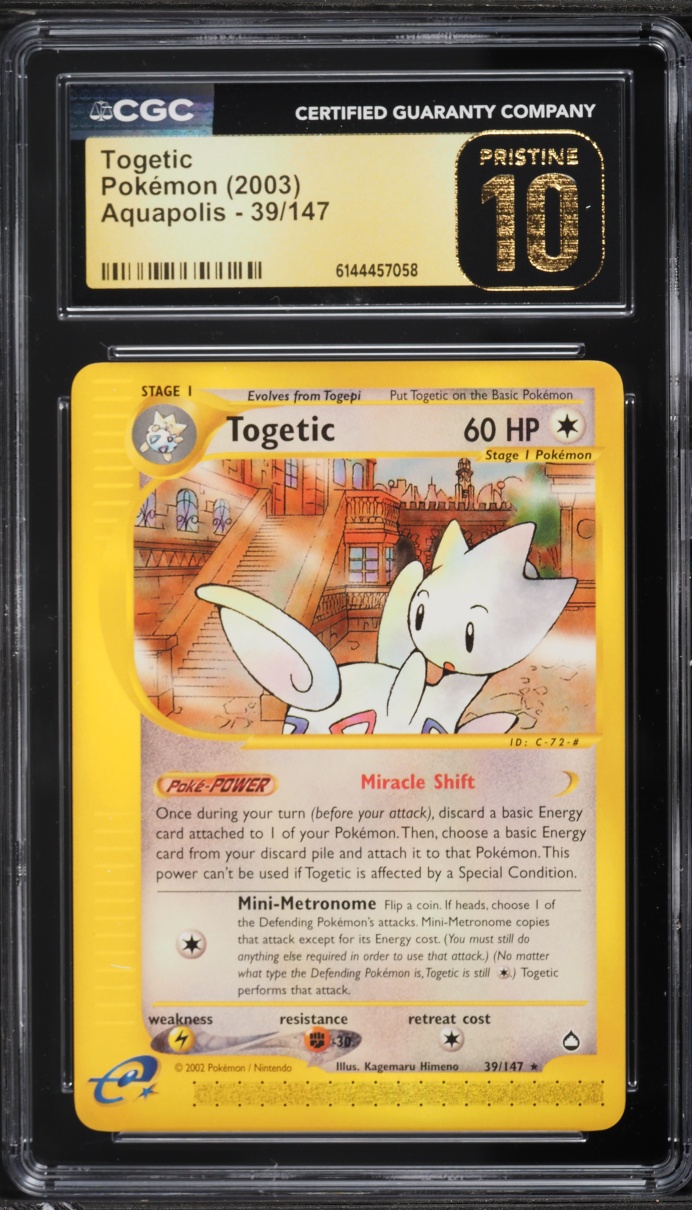 2003 Pokemon Aquapolis Togetic #39 CGC 10 PRISTINE