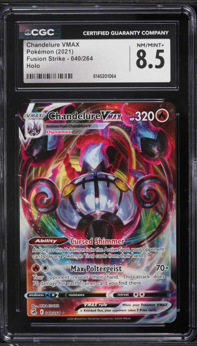 2021 Pokemon Sword & Shield Fusion Strike Chandelure VMAX #40 CGC 8.5 NM-MT+