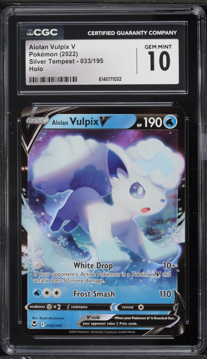 2022 Pokemon Sword & Shield Silver Tempest Holo Alolan Vulpix V #33 CGC 10 GEM MINT