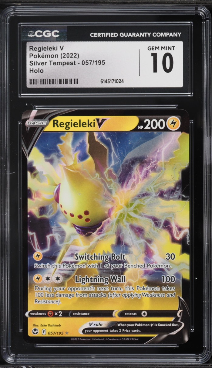 2022 Pokemon Sword & Shield Silver Tempest Regieleki V #57 CGC 10 GEM MINT