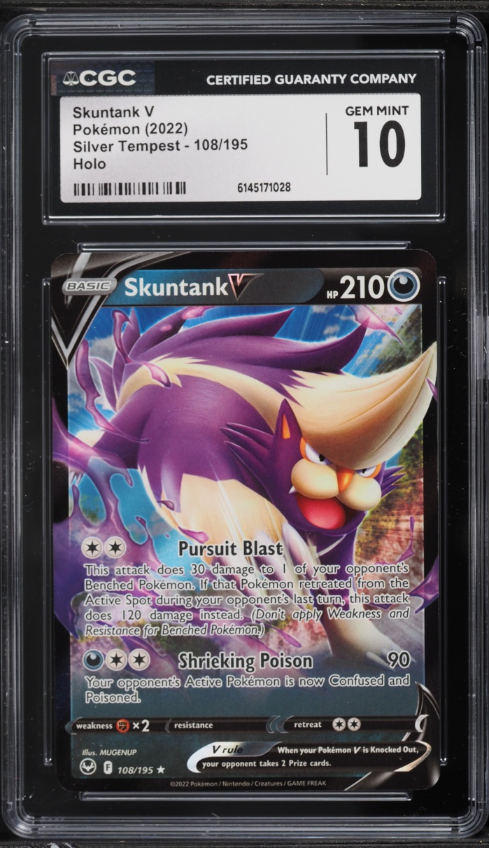 2022 Pokemon Sword & Shield Silver Tempest Skuntank V #108 CGC 10 GEM MINT