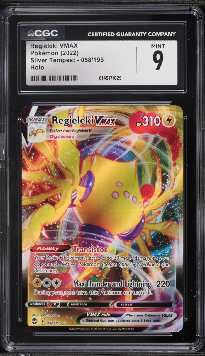 2022 Pokemon Sword & Shield Silver Tempest Full Art Regieleki VMAX #58 CGC 9 MINT