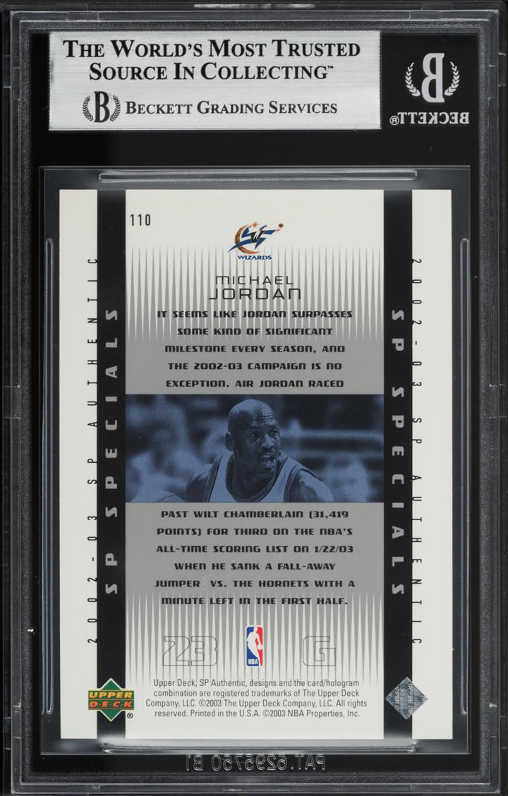 2002 SP Authentic Michael Jordan /2000 #110 BGS 9 MINT