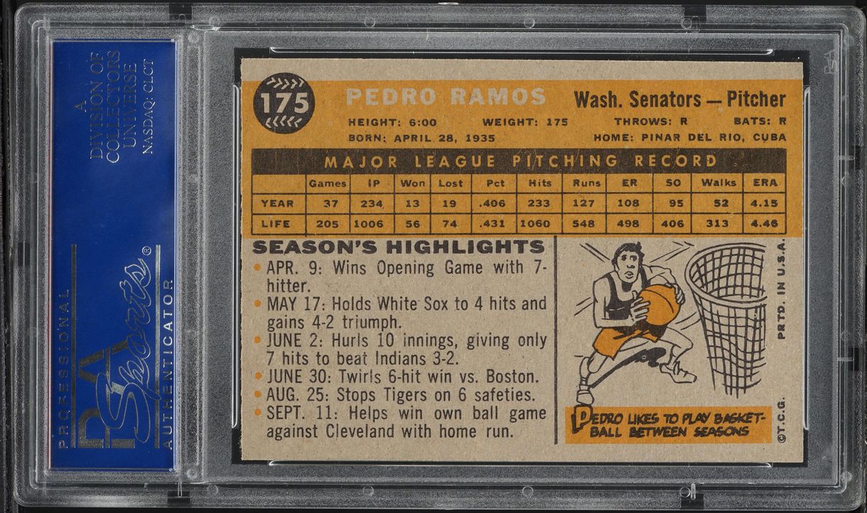 1960 Topps Pedro Ramos #175 PSA 9 MINT
