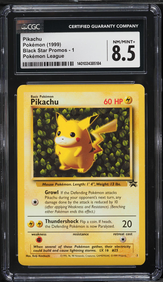 1999 Pokemon League Black Star Promo Pikachu #1 CGC 8.5 NM-MT+