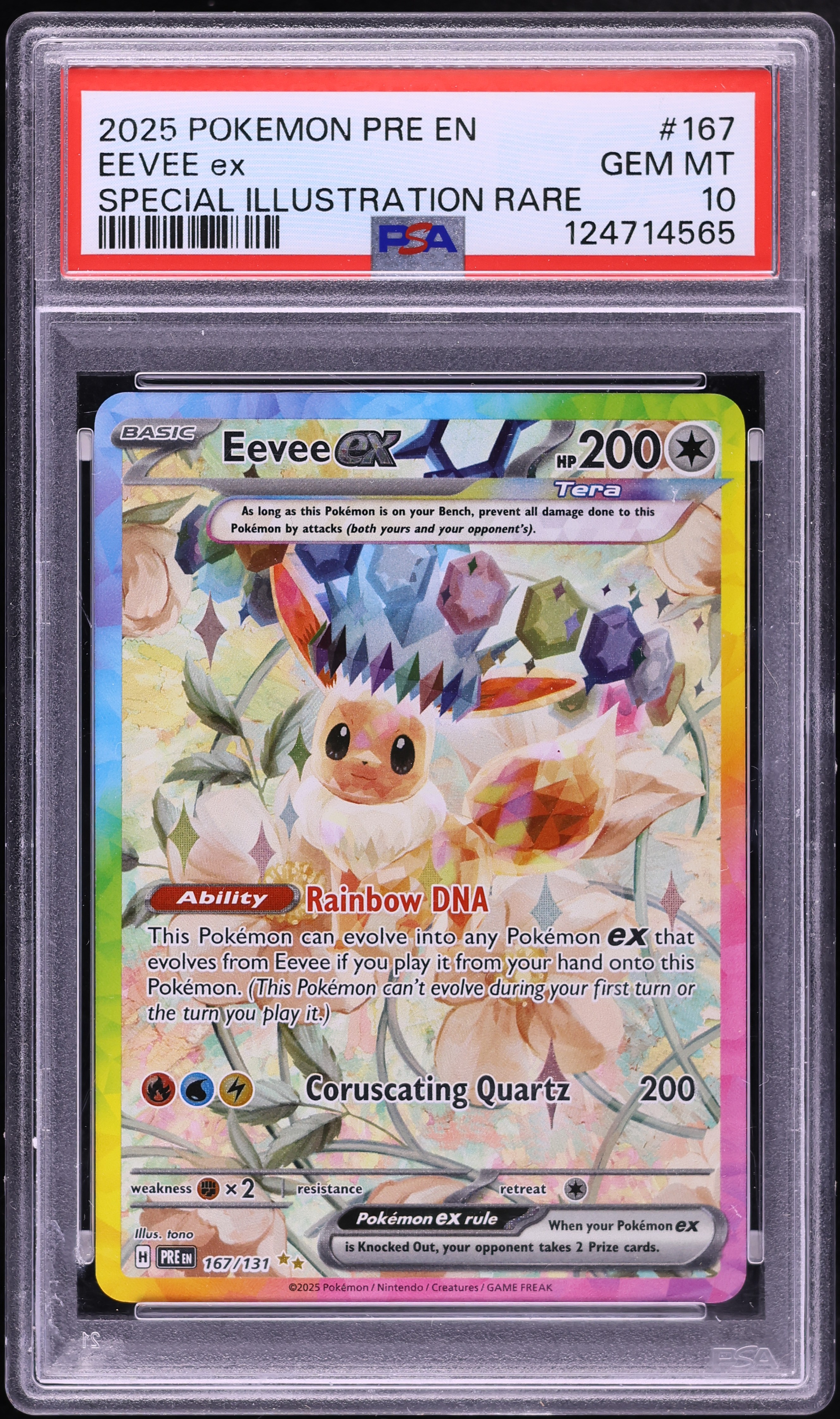2025 Pokemon Scarlet & Violet Prismatic Evolutions SIR Eevee ex #167 PSA 10 GEM MINT